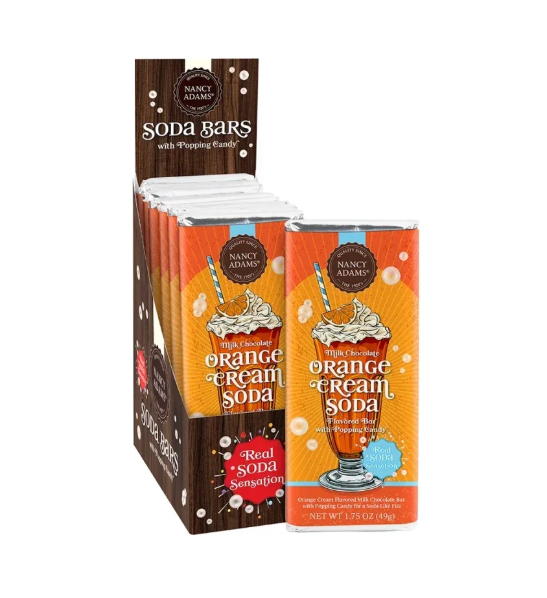 Nancy Adams Milk Chocolate Orange Creme Soda Bar 1.75oz 12ct